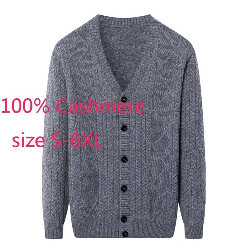 New Arrival Fashion Men Thickened Large Coat Single Breasted Casual V-neck Computer Knitted Cashmere Cardigan Plus Size S-5XL6XL
